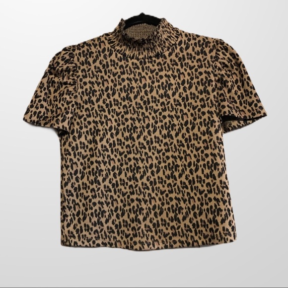 ZARA / cheetah print mockneck top M - Picture 1 of 5